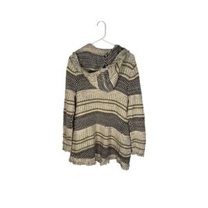 FYLO London Hooded Cardigan Fringe Trim Knit Sweater Coat Bohemian Size 2/6